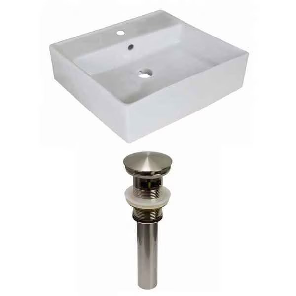 18-in. W Above Counter White Vessel Set For 1 Hole Center Faucet, American Imaginations, Mfr#: AI-31392